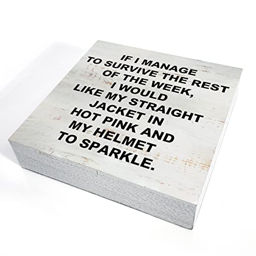 Yigaue If I Manage to Survive the Rest of the Week Wooden Box Sign with Saying Desk Decor 5 x 5 Inch Funny Office Box Sign Wood Plaque Block Sign Rustic Home Office Decor Coworker Gift - Image 3