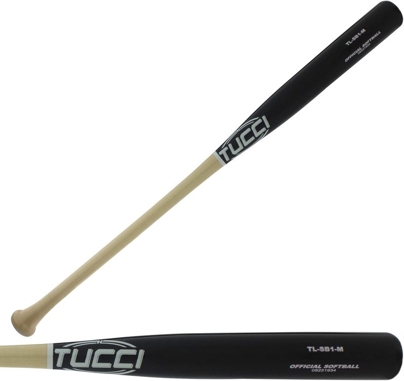 TUCCI SB1 Maple Wood Softball Bat, 34", Natural/Black, Traditional Knob Handle - Image 1