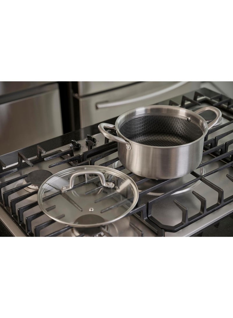 Happy Home High-quality stainless steel cooking pot with a glass lid, with a honeycomb-shaped non-stick coating, suitable for induction hobs - (24 cm 2.7 L) - Image 5