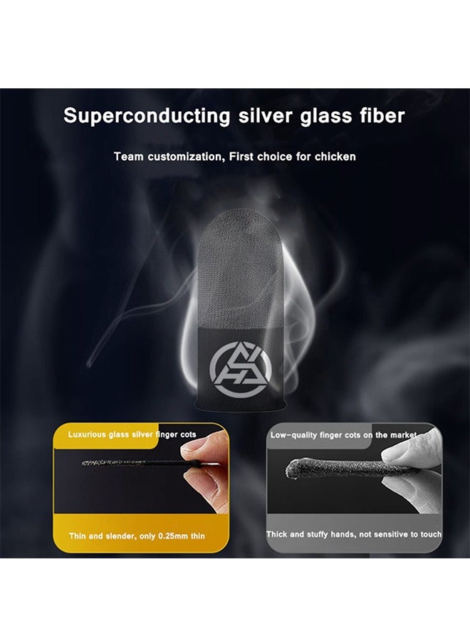 4pcs Gaming Finger gloves,Paired With A Metal Storage Box,100% Visible Silver Fibers,Just Right Pressure/Breathable/Sweatproof（Dark grey）  - Image 4