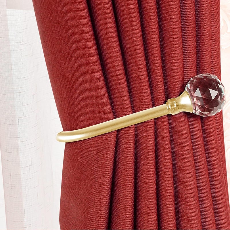 HEMOUR Curtain Holdback, 4Pcs Wall Mounted Drapery Tiebacks with Clear Crystal Ball, Heavy Duty Metal Decorative Window Drapery Curtain Holder Curtain Hooks with Screws, Sliver - Image 4