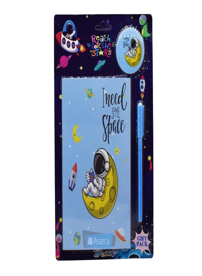 Asera Space Stationery Gift Set for Kids Diary, Pen & Badge Rakhi Set, Rakshabandhan Gift Set for Girls Party Favor Return Gift Set for Girls Birthday Gift (Space 12 Pcs) - Image 3