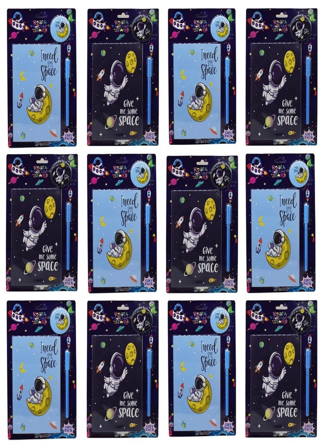 Asera Space Stationery Gift Set for Kids Diary, Pen & Badge Rakhi Set, Rakshabandhan Gift Set for Girls Party Favor Return Gift Set for Girls Birthday Gift (Space 12 Pcs) - Image 1