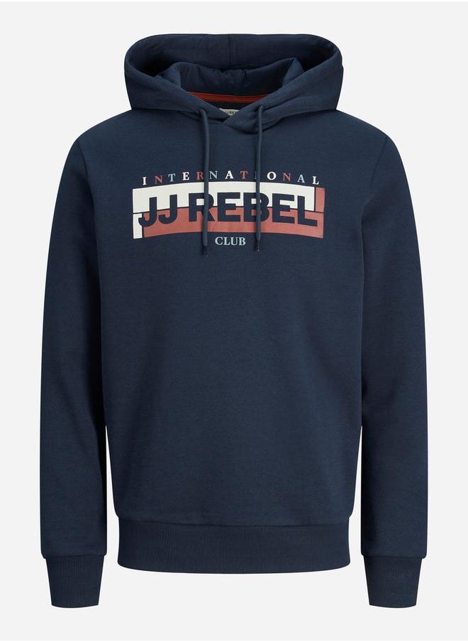 JJ Rebel by Jack and Jones Logo Print Regular Fit Hoodie  - Image 5