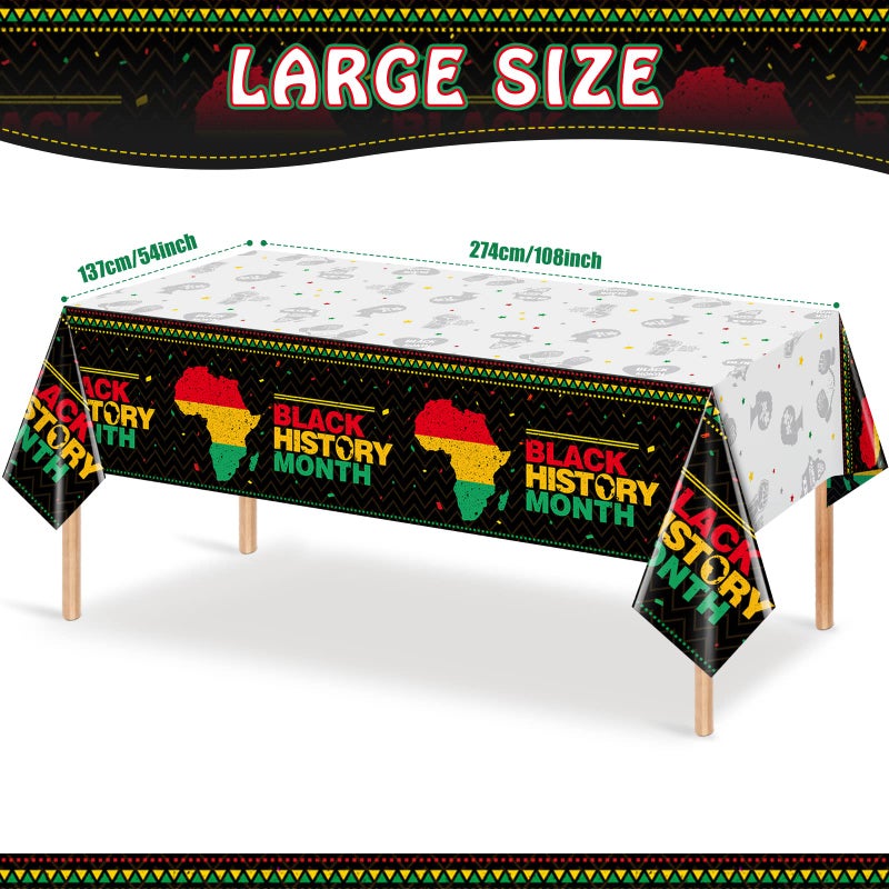 MASHAN 3 Pieces Black History Month Tablecloth Decoration,Plastic African American February Festival Holiday Rectangle Table Cover Dining Room Kitchen Table for Black History Month Party Supplies,54x108 inch - Image 2