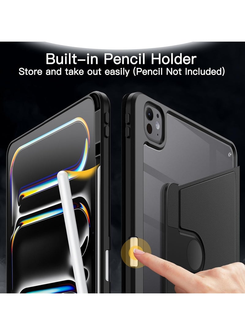 DUSALA Rotating Case for iPad Pro 13-Inch M4 (2024) with Pencil Holder,360 Degree Rotation Protective Stand Slim Cover Clear Back, Auto Wake/Sleep (iPad Pro 13) - Image 5