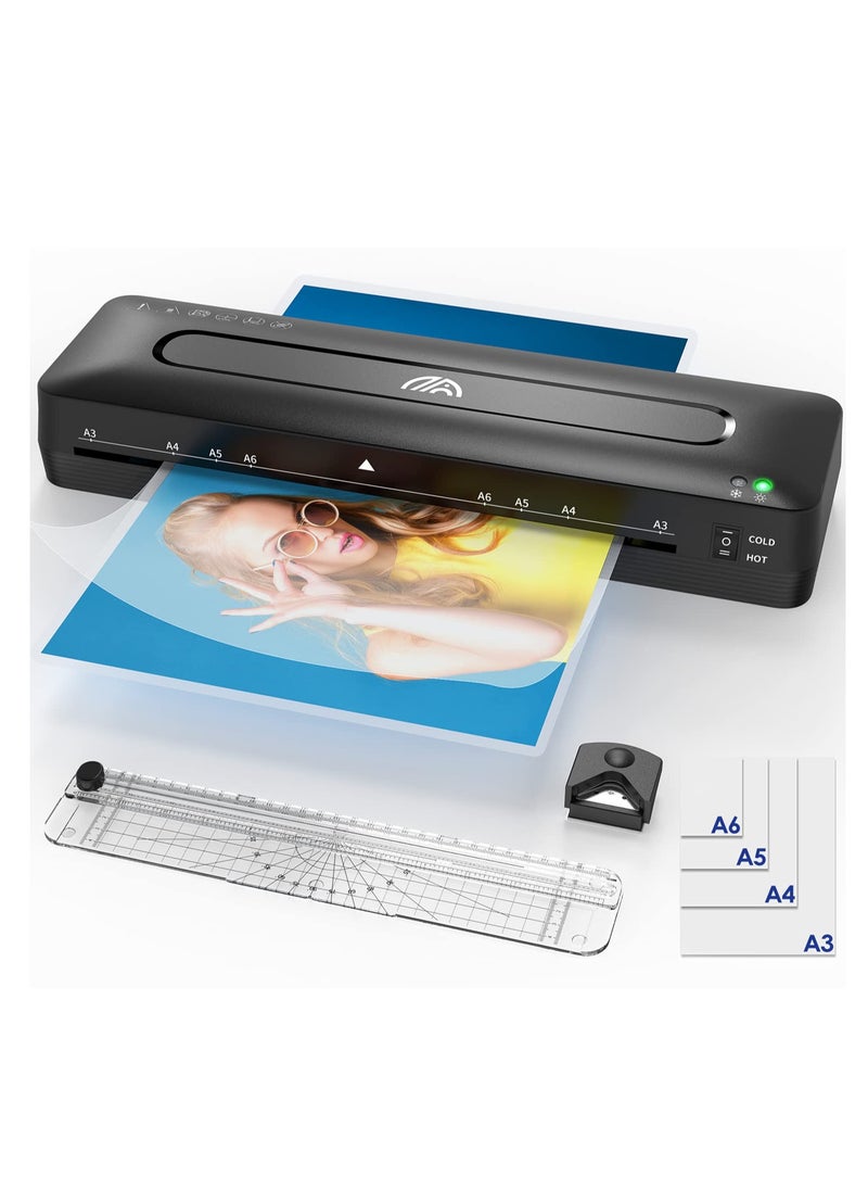 SYOSI - Cold and Thermal Laminator with Laminating Sheets for A3/A4/A5/A6,  5-in-1 Lamination Machine Quick Heating Laminator Portable Laminator Document Laminator Laminating Machine for Home Office School - Image 1