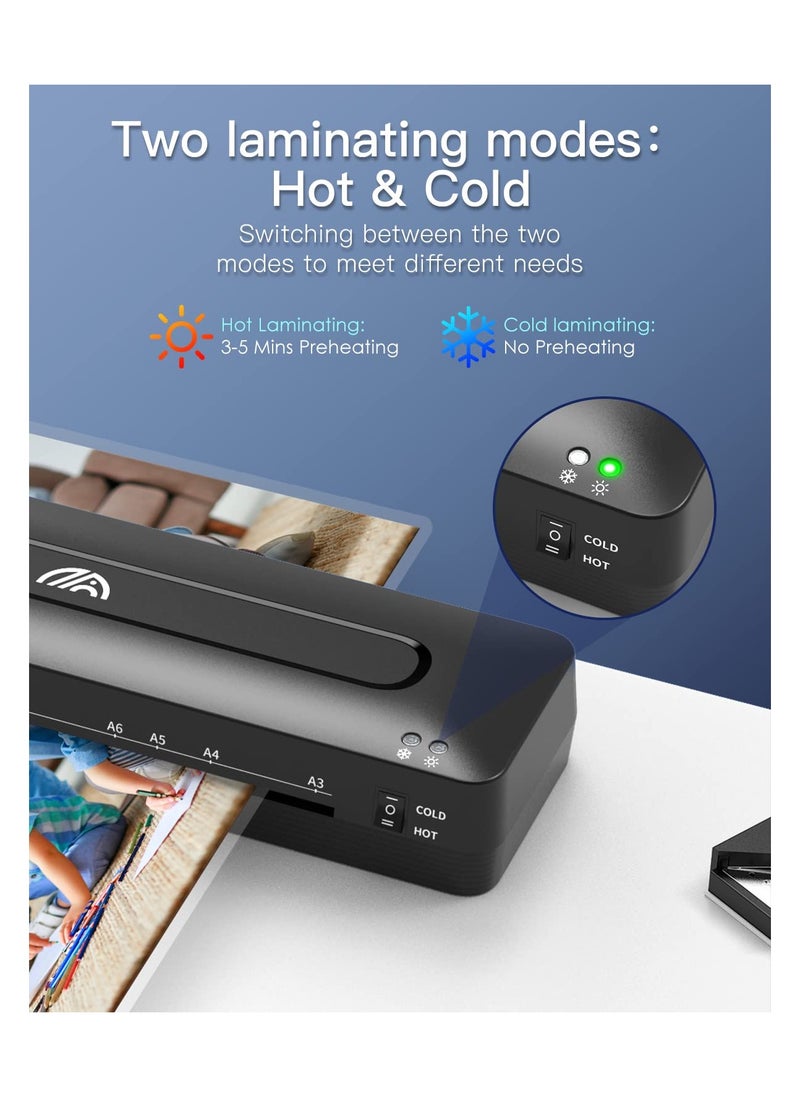 SYOSI - Cold and Thermal Laminator with Laminating Sheets for A3/A4/A5/A6,  5-in-1 Lamination Machine Quick Heating Laminator Portable Laminator Document Laminator Laminating Machine for Home Office School - Image 1