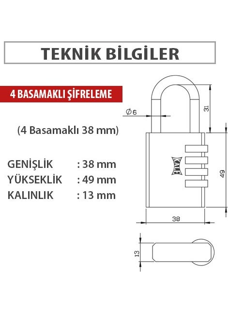KALE KILIT Kale Combination Padlock 4 Digits  - Image 2