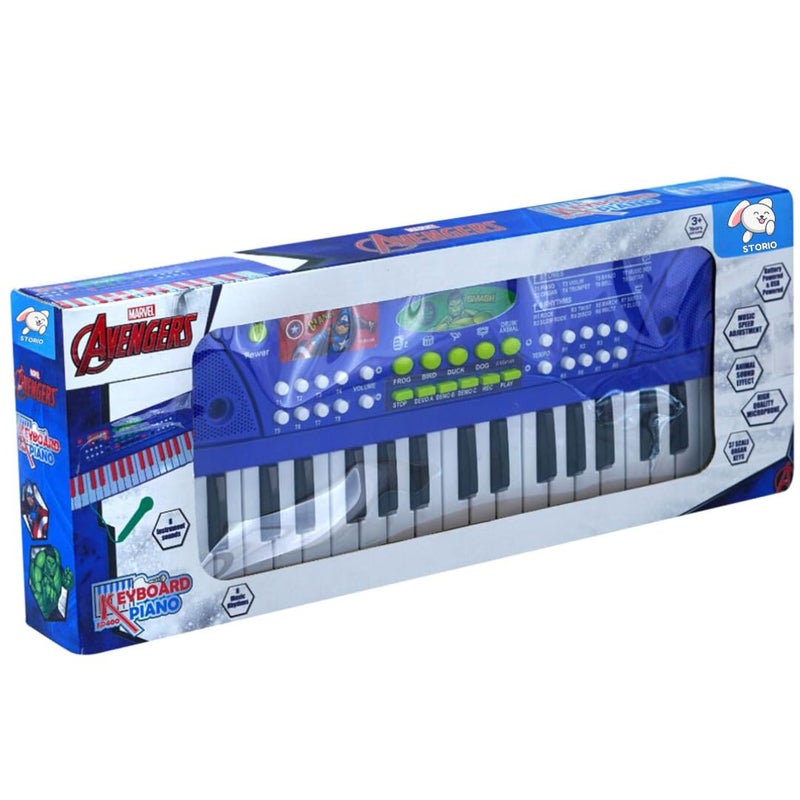 Storio Musical Sound Toys 37 Key Piano Keyboard - Avengers with Recording and Mic and Adapter for Power | 8 Rhythms 8 Tones 6 Demos Portable Electronic Keyboard Toy for 3 to 5 Years Boys Girls- Blue - Image 4