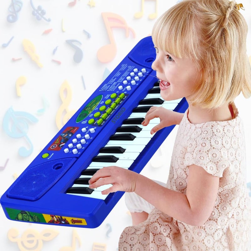 Storio Musical Sound Toys 37 Key Piano Keyboard - Avengers with Recording and Mic and Adapter for Power | 8 Rhythms 8 Tones 6 Demos Portable Electronic Keyboard Toy for 3 to 5 Years Boys Girls- Blue - Image 2