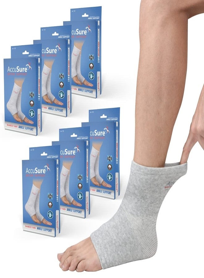 AccuSure Pair of Bamboo Yarn 4 Way Stretchable Bi-Layered Construction Ankle Compression Support Joint Pain Relief, Sprains, Tendonitis Reduce, For Men & Women- Extra Large Pack of 6 Pair - Image 1