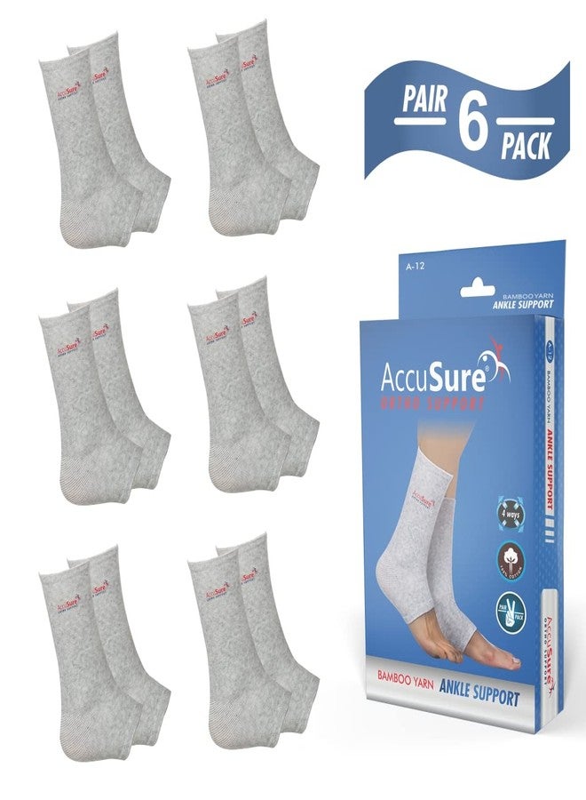 AccuSure Pair of Bamboo Yarn 4 Way Stretchable Bi-Layered Construction Ankle Compression Support Joint Pain Relief, Sprains, Tendonitis Reduce, For Men & Women- Extra Large Pack of 6 Pair - Image 2