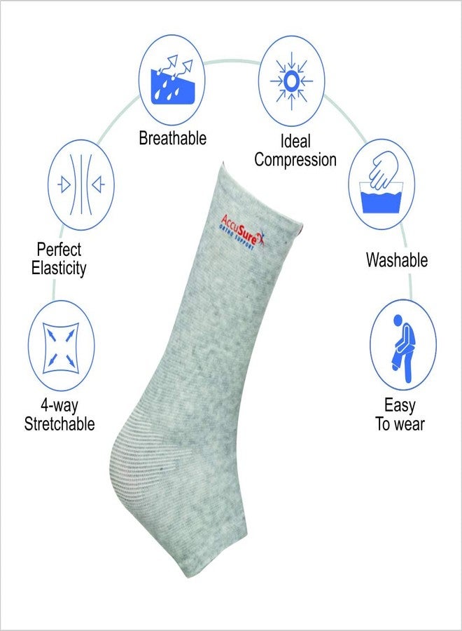 AccuSure Pair of Bamboo Yarn 4 Way Stretchable Bi-Layered Construction Ankle Compression Support Joint Pain Relief, Sprains, Tendonitis Reduce, For Men & Women- Extra Large Pack of 6 Pair - Image 3