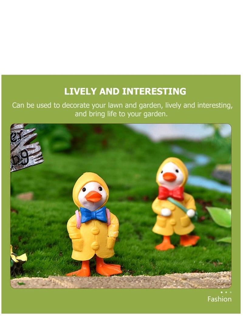 KASTWAVE زخارف زجاجية مصغرة ٨ قطع تماثيل البط مجموعة نصب تمثال البط لتزيين الكعك في عيد الميلاد إكسسوارات الحيوانات الزجاجية المصغرة - Image 5