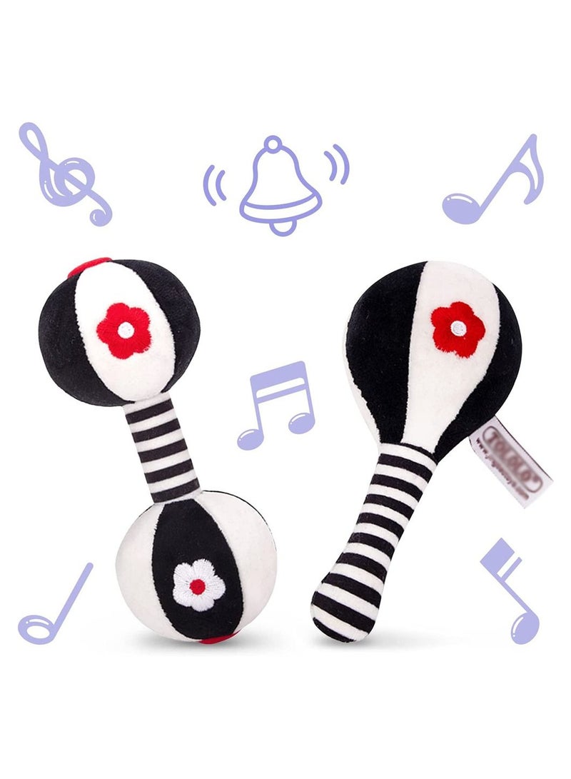 NIBEMINENT 2PCS Baby Dumbbell Toy, Rattles Toys for Toddler, Rattle Shaker Set, Teething Babies 0-12 Months, Soft Plush Newborns, Newborn Birthday Gift  - Image 1