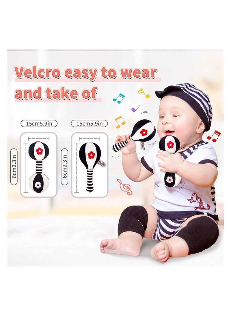 NIBEMINENT 2PCS Baby Dumbbell Toy, Rattles Toys for Toddler, Rattle Shaker Set, Teething Babies 0-12 Months, Soft Plush Newborns, Newborn Birthday Gift  - Image 4