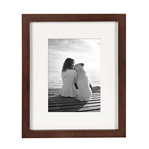 DesignOvation Gallery Wood Photo Frame Set for Customizable Wall or Desktop Display, Walnut Brown 8x10 matted to 5x7, Pack of 4 - Image 2