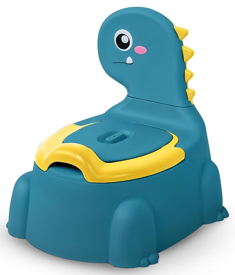 بيبي كرسي مقعد الأطفال على شكل ديناصور، مقعد تدريب على المرحاض للأطفال الصغار مع غطاء إغلاق، ظهر عالٍ ومقعد مرحاض للأطفال من سبلاش جارد للأطفال، كرسي نونية الأطفال للأطفال الصغار من عمر 1 إلى 5 سنوات، صبي وفتاة، أزرق - Image 1
