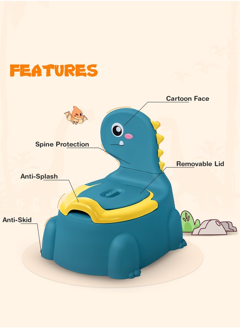 BAYBEE Dinosaur Baby Potty Seat Chair Kids Potty Training seat for Baby Toddlers with Closing Lid, High Back & Splash Gaurd Baby Toilet seat for Kids Baby Potty Chair for Toddlers 1 to 5 Year Boy Girl Blue  - Image 3