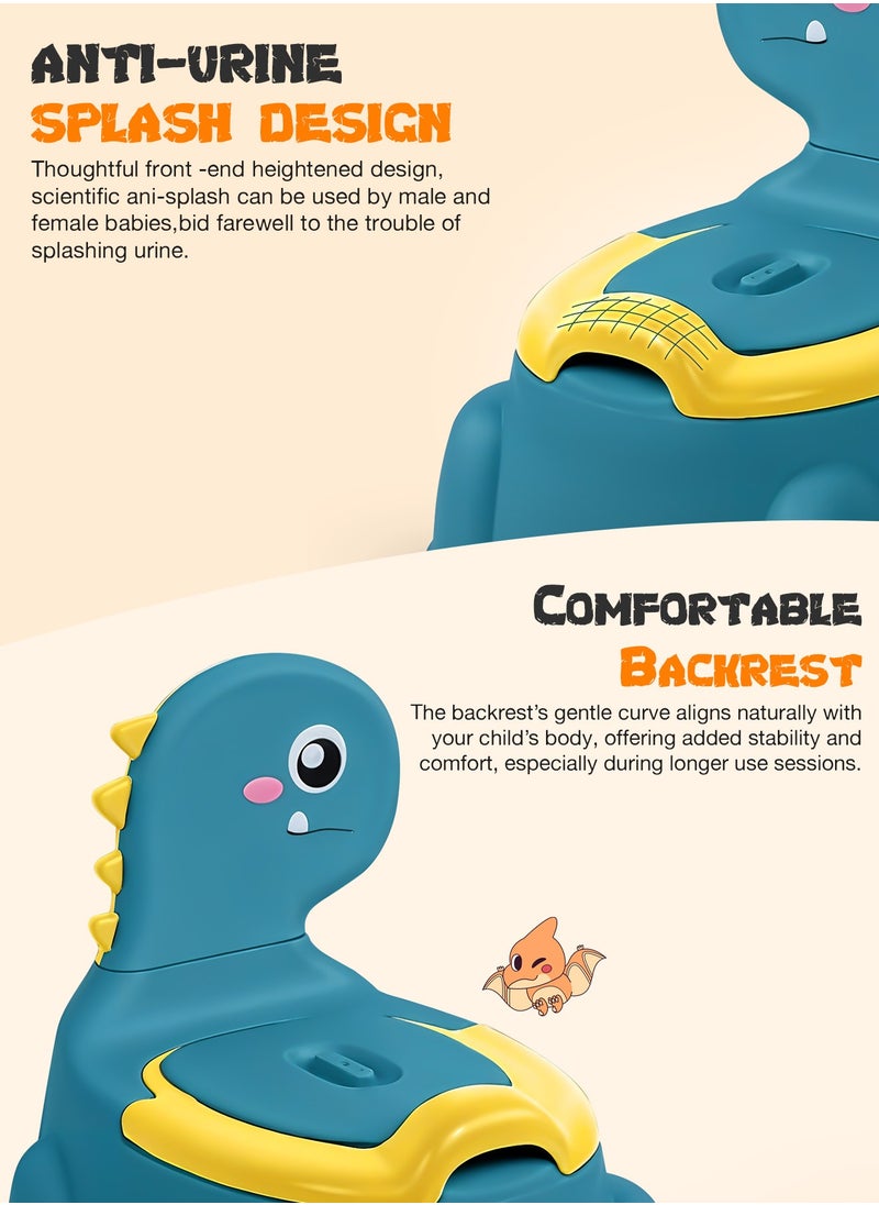 BAYBEE Dinosaur Baby Potty Seat Chair Kids Potty Training seat for Baby Toddlers with Closing Lid, High Back & Splash Gaurd Baby Toilet seat for Kids Baby Potty Chair for Toddlers 1 to 5 Year Boy Girl Blue  - Image 5