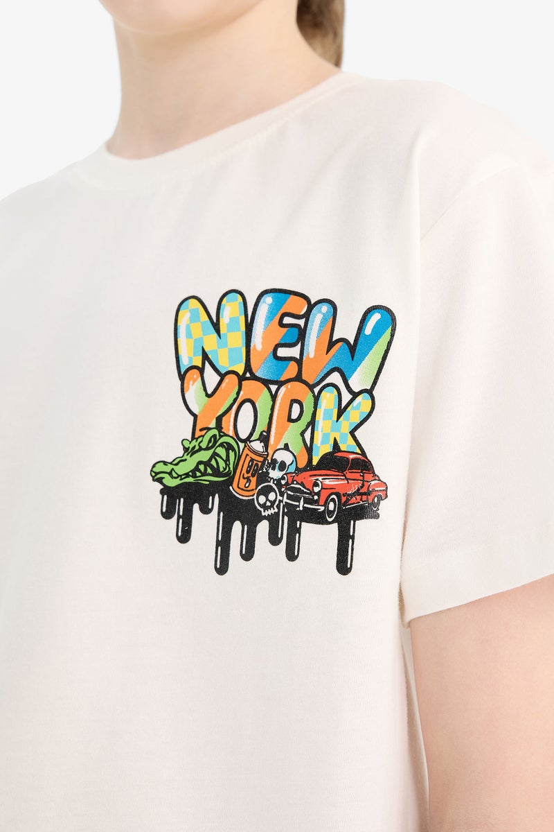 Boy Crew Neck Back Printed T Shirt