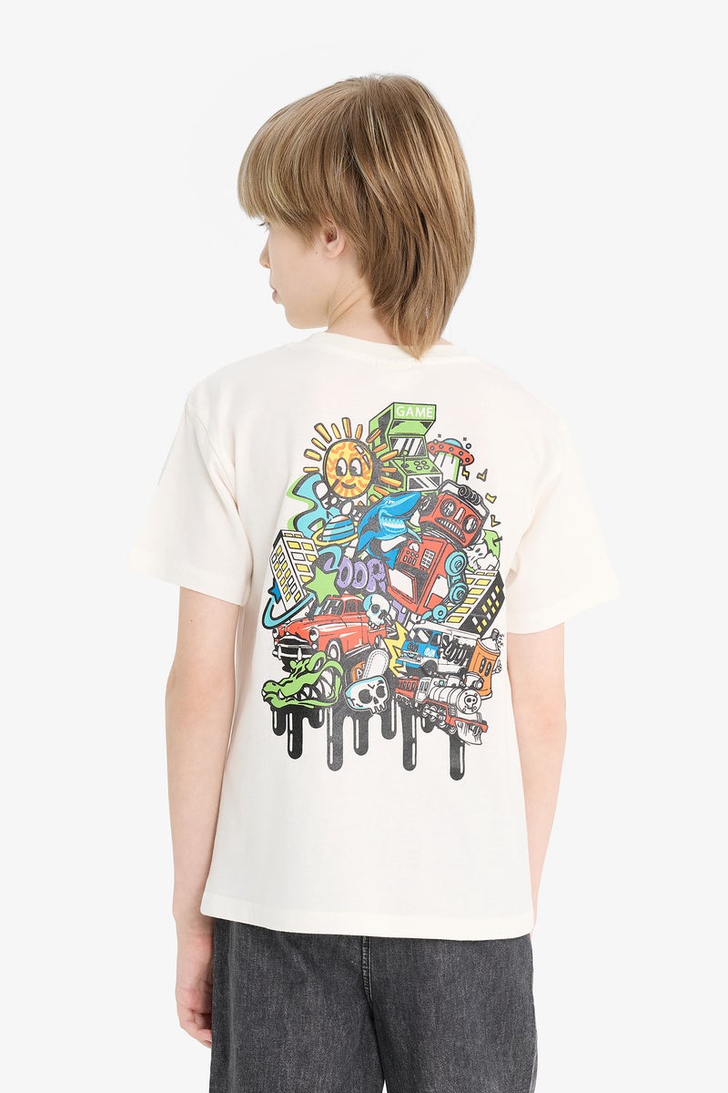 Boy Crew Neck Back Printed T Shirt
