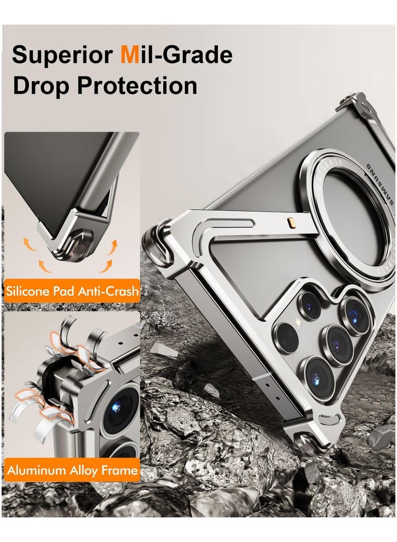 General Z Case for Samsung Galaxy S24 Ultra, Frameless with Magsafe Holder, 360° Rotatable, Bezel-less Metal Slim Hard S24 Ultra Phone Case with Ring Holder Magnetic Holder  - Image 3