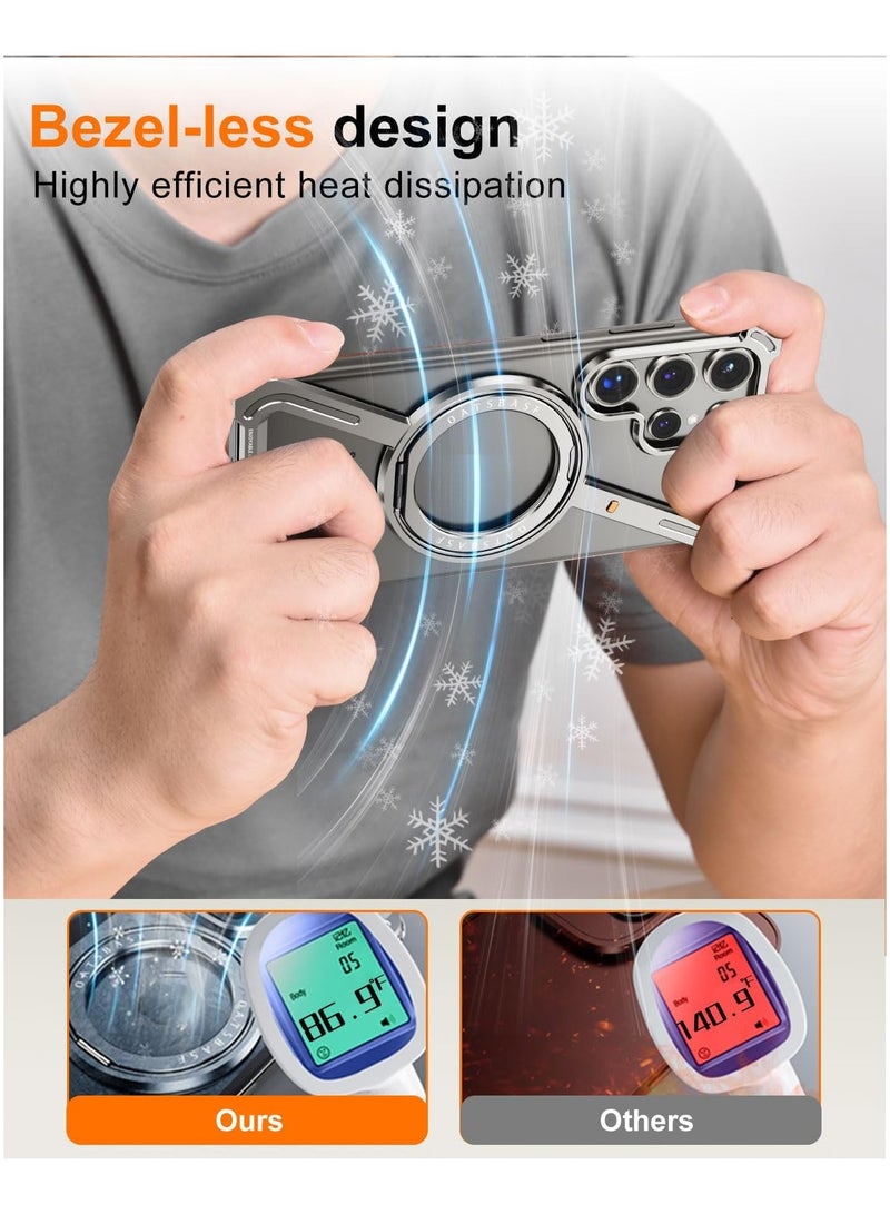 General Z Case for Samsung Galaxy S24 Ultra, Frameless with Magsafe Holder, 360° Rotatable, Bezel-less Metal Slim Hard S24 Ultra Phone Case with Ring Holder Magnetic Holder  - Image 5