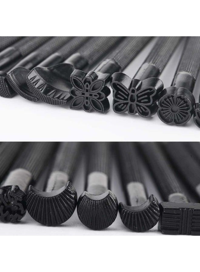 QMNNMA 20 PCS Leather Stamping Tools, Different Shape Saddle Making Stamp Punch Set, Stamp Punch Set Carving Leather Craft Stamp Tools for Leather Craft DIY Working - Image 4