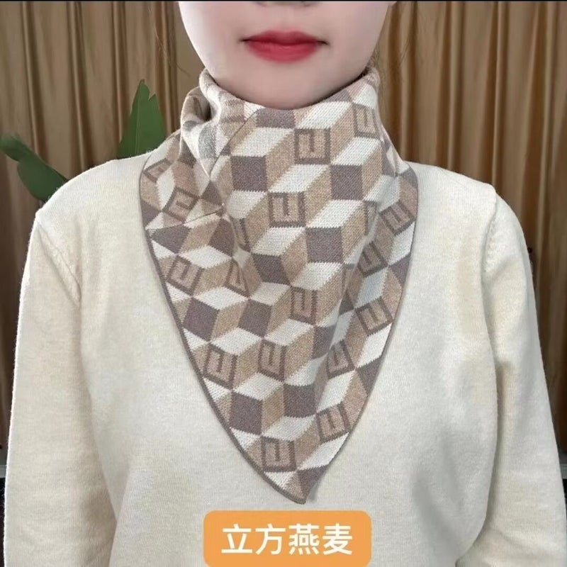 Unisex Houndstooth Neck Warmer Scarf Set Cubic oats  - Image 1