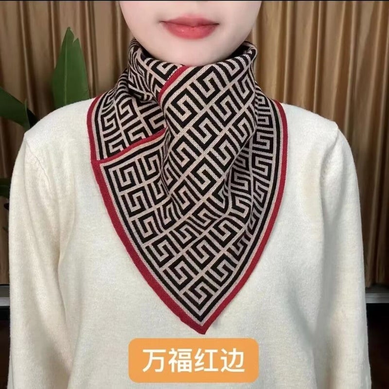 Unisex Houndstooth Neck Warmer Scarf Set Cubic oats  - Image 3