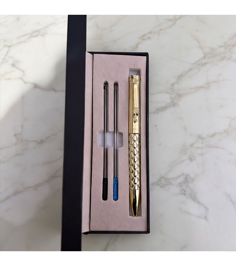Rose Golden Engraved Crocodile Head Ballpoint Pen Set With Gift Box - Image 5