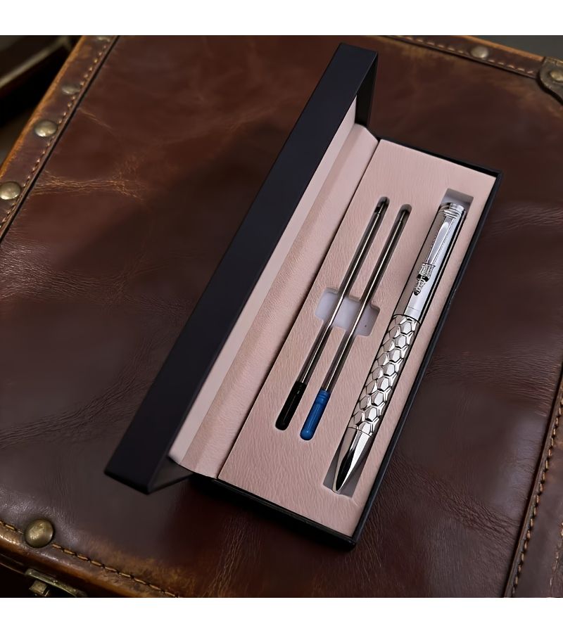 Rose Golden Engraved Crocodile Head Ballpoint Pen Set With Gift Box - Image 4
