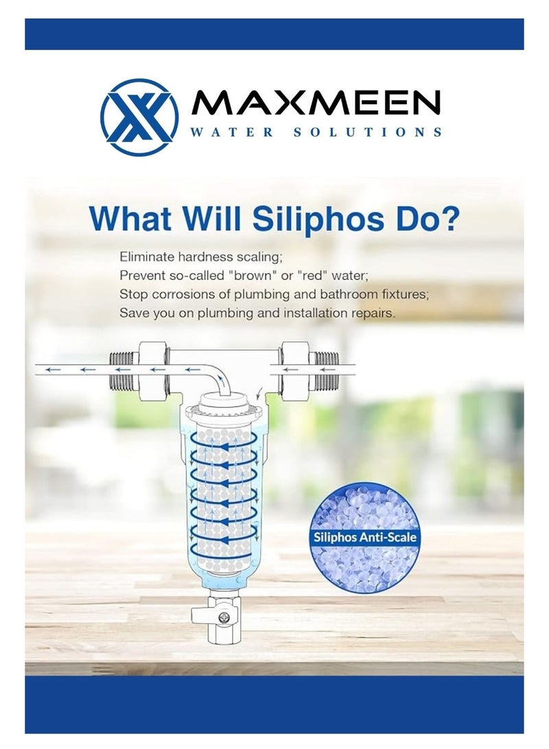 ماكسمين فلتر مياه مسبق 1"-3/4" للمنزل – شبك ستانلس ستيل لإزالة الرواسب – بدون كهرباء - Image 4