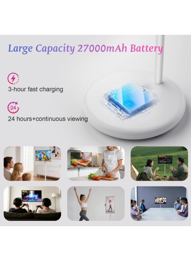 VLH 27″ FHD Touch Screen Rolling TV, Smart Portable TV on Wheels, 6G+128GB, 27000mAh Battery, Android 15 OS, EDLA-Certified, Wireless Tablet TV with Voice Remote Control, Built-in 13MP Camera - Image 5