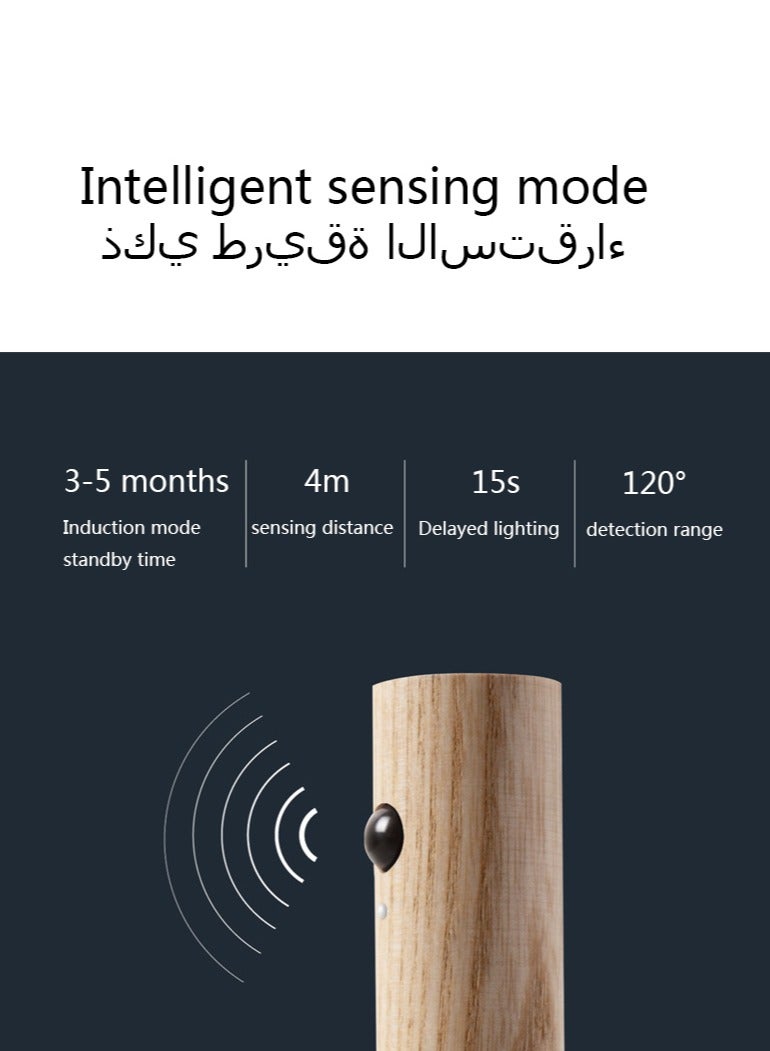 جنية مصباح ليلي ذكي يعمل بالحركة، مصباح LED داخلي محمول مغناطيسي مزود برؤية ليلية ومستشعر حركة، مصباح حائط قابل للشحن عبر USB بدون قابس. محمول باليد ومناسب لغرف النوم والسلالم وغرف الأطفال وغيرها (خشب الرماد الأبيض) - Image 3