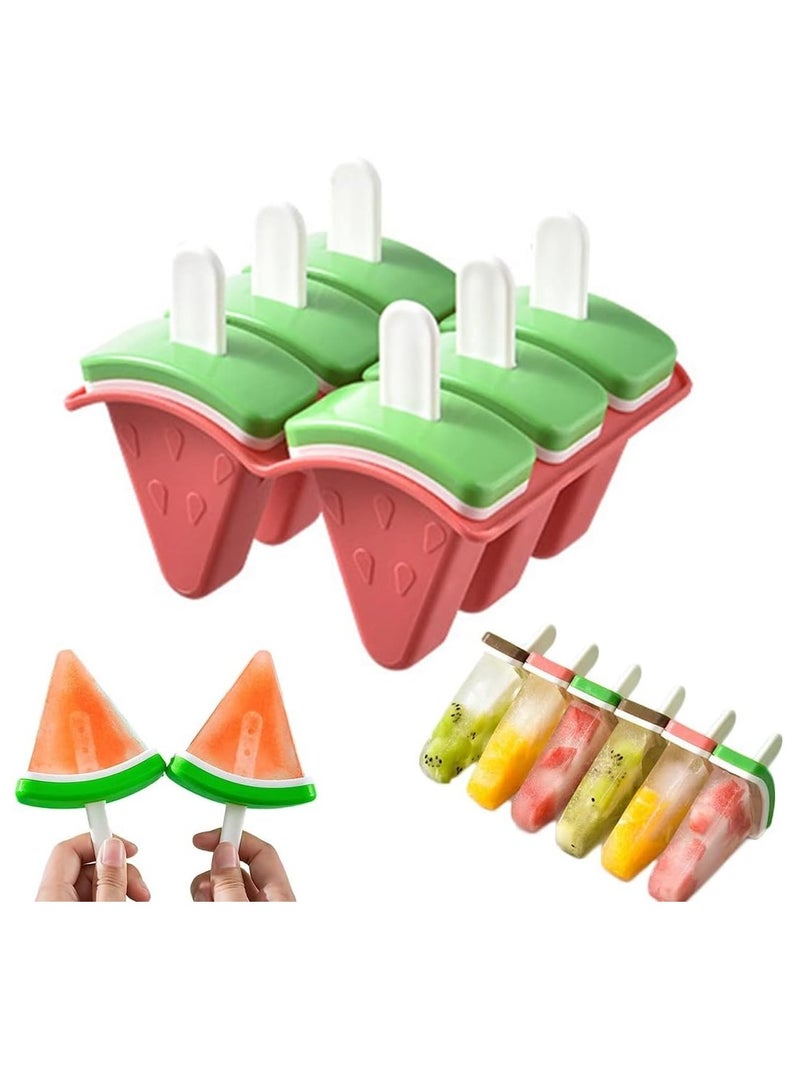 KASTWAVE قوالب مثلجات مع أعواد، 6 قوالب مثلجات خالية من BPA، قوالب آيس كريم قابلة لإعادة الاستخدام لحوامل الآيس كريم للأطفال والرضع والبالغين لصنع مثلجات فواكه، زبادي، عصير، مثلجات منزلية الصنع  - Image 1