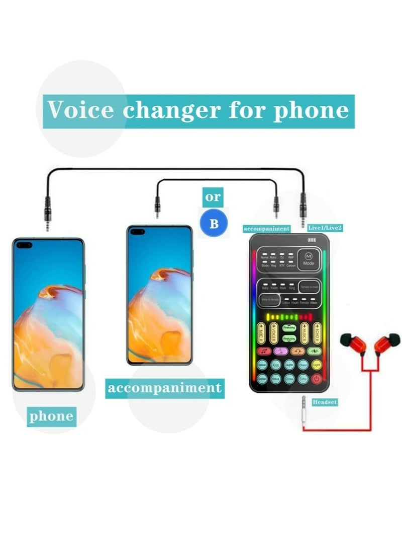 Portable Voice Changer, 2rd Generation i9 Live Sound Card, Cool Lights Sound Board - Voice Disguiser/Modulator for PS4/PS5/Xbox One/PC/Phone/Laptops with Adjustable Voice Functions