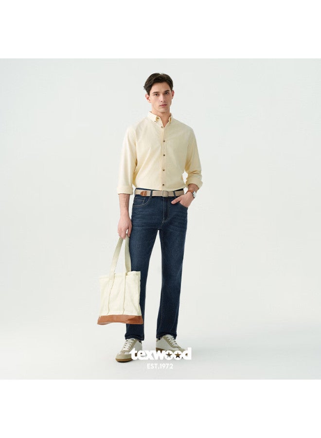 Texwood بنطلون رجال Apple Jeans 24 خريف وشتاء جديد فضفاض عالي الخصر كاجوال مستقيم الساق بنطلون رجال أزرق 32 - Image 4