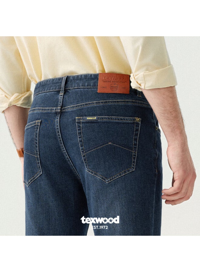 Texwood بنطلون رجال Apple Jeans 24 خريف وشتاء جديد فضفاض عالي الخصر كاجوال مستقيم الساق بنطلون رجال أزرق 32 - Image 3