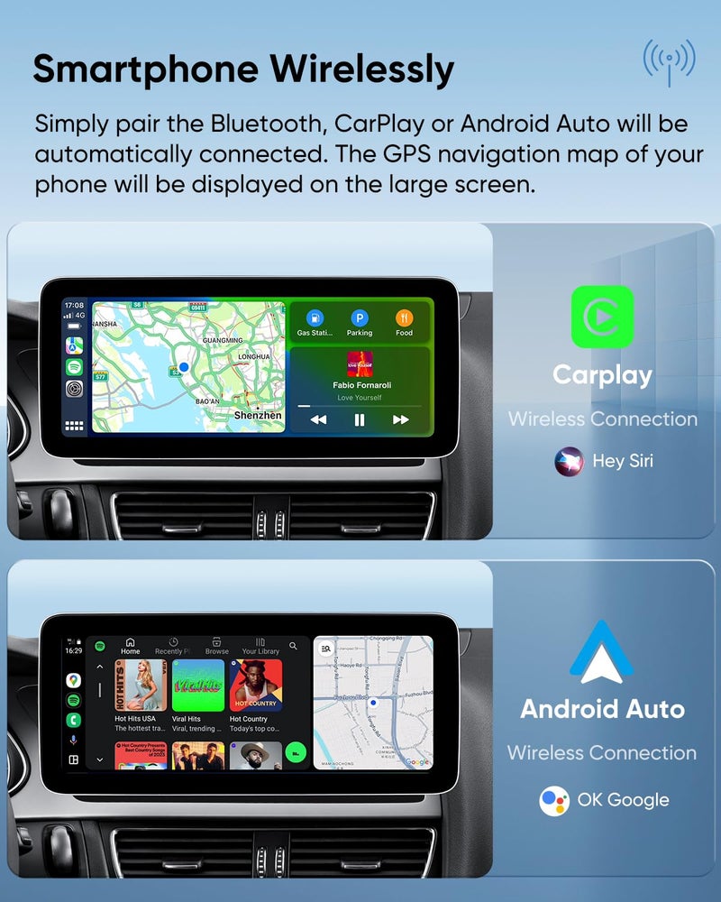 GTRUI 12.3-Inch Car Stereo for Audi A4 A5 S4 S5 B8 2009-2016 OME System, Wireless CarPlay Android Auto Bluetooth Upgrade Factory Radio IPS Touch Screen Replacement (12.3" Adui Multimedia) - Image 4
