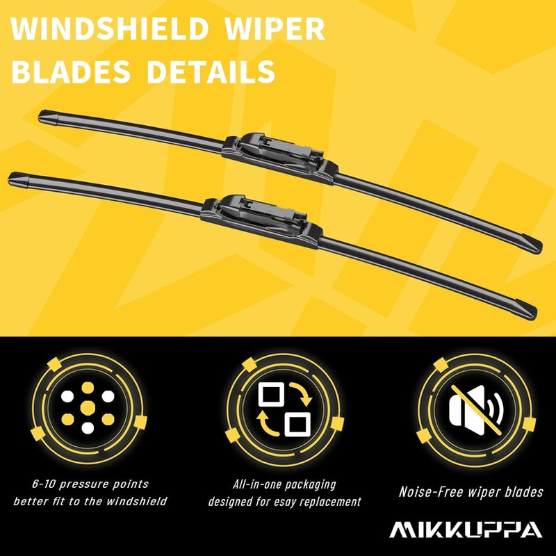 MIKKUPPA 22" + 22" Wiper Blades, Replacement for 2008-2013 Chevrolet Chevy Silverado 1500 2500HD 3500HD, 2005-2018 Tahoe Suburban, 2008-2013 GMC Sierra,OEM Front Windshield Wiper (Pack of 2) - Image 4