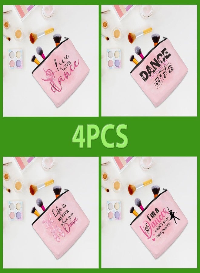 CQM 4 Pcs Dance Makeup Bag, Dancer Gifts, Dance Gifts Dance Stuff Cosmetic Bag Dance Recital Gifts for Girls Women Friends Teammates Travel Toiletry Bag, Dance Teacher Gifts Graduation Birthday Gifts - Image 3