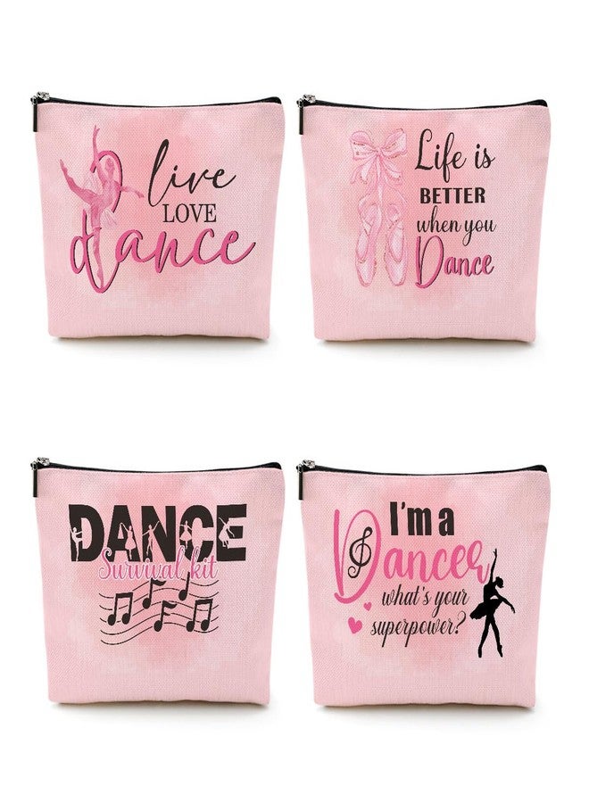 CQM 4 Pcs Dance Makeup Bag, Dancer Gifts, Dance Gifts Dance Stuff Cosmetic Bag Dance Recital Gifts for Girls Women Friends Teammates Travel Toiletry Bag, Dance Teacher Gifts Graduation Birthday Gifts - Image 1