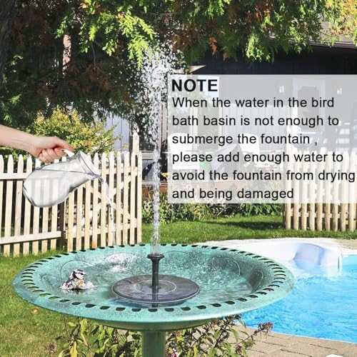 LAWOHO Solar Fountain for Bird Bath, Solar Powered Fountain Pump 1.5W Solar Water Fountain Floating Birdbath Water Pumps for Garden, Patio, Pond and Pool - Image 4