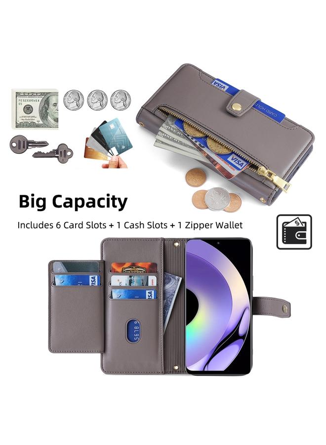 S-TOP Case For Realme 10 Pro 5G Sheep Texture Cross-body Zipper Wallet Leather Phone Case - Image 3