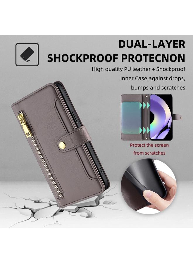 S-TOP Case For Realme 10 Pro 5G Sheep Texture Cross-body Zipper Wallet Leather Phone Case - Image 4