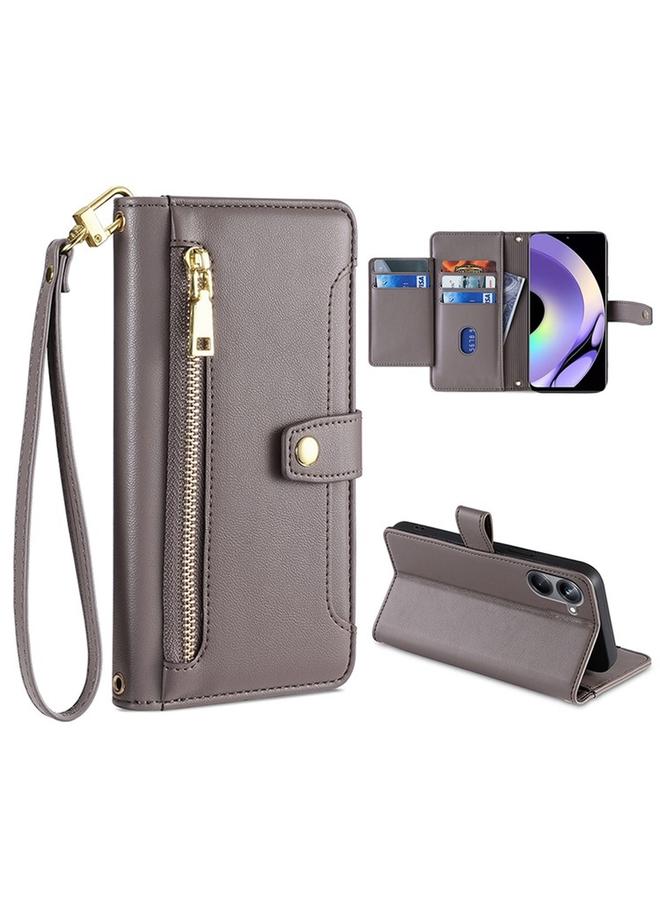S-TOP Case For Realme 10 Pro 5G Sheep Texture Cross-body Zipper Wallet Leather Phone Case - Image 1