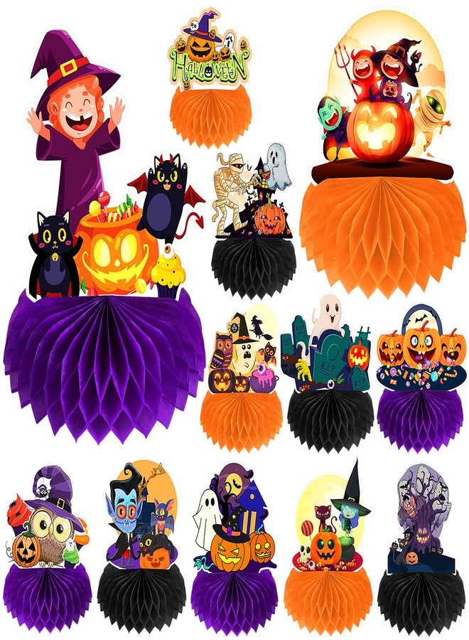 Aigybobo 12 Pack Halloween Honeycomb Centerpieces Table Decorations,Pumpkin Ghost Witch Cat Tombstone and More Halloween Elements for Halloween Party Favors Supplies,Cute Party Home Room Table Desk Decor - Image 1